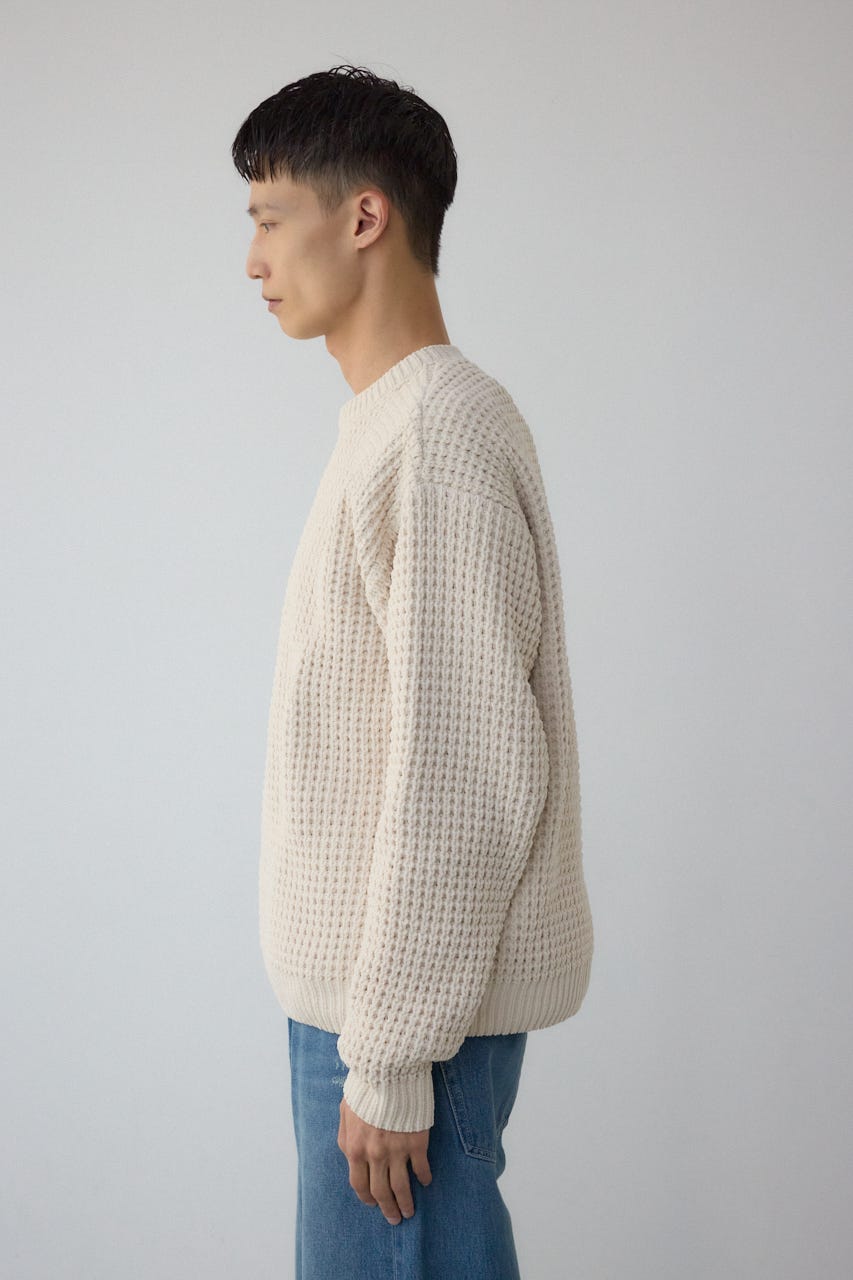 ワッフル編みマットモールニット IVOY M