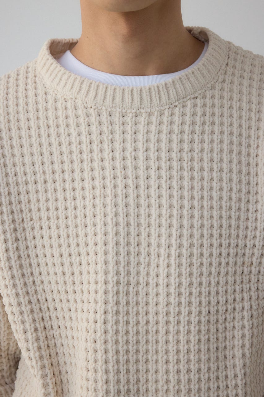 ワッフル編みマットモールニット IVOY M