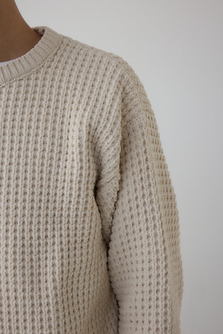 ワッフル編みマットモールニット IVOY M