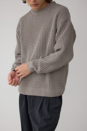 ワッフル編みマットモールニット