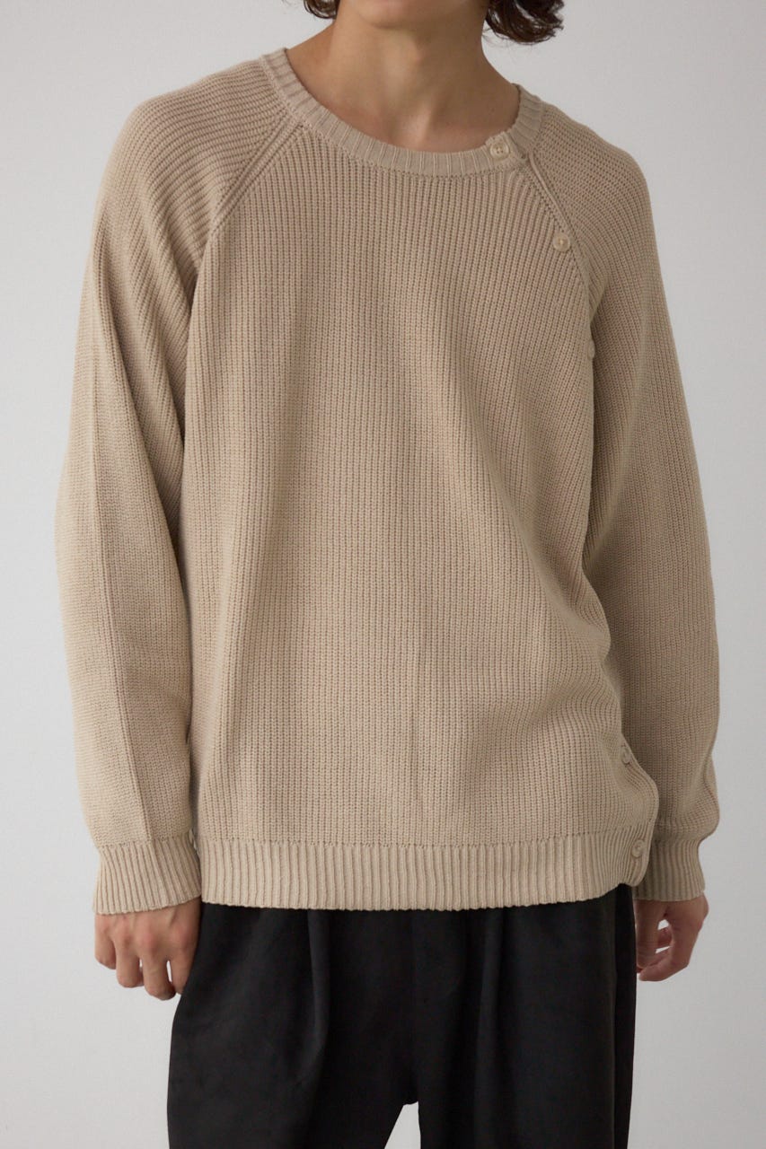 ショルダーボタンニットトップス BEG S