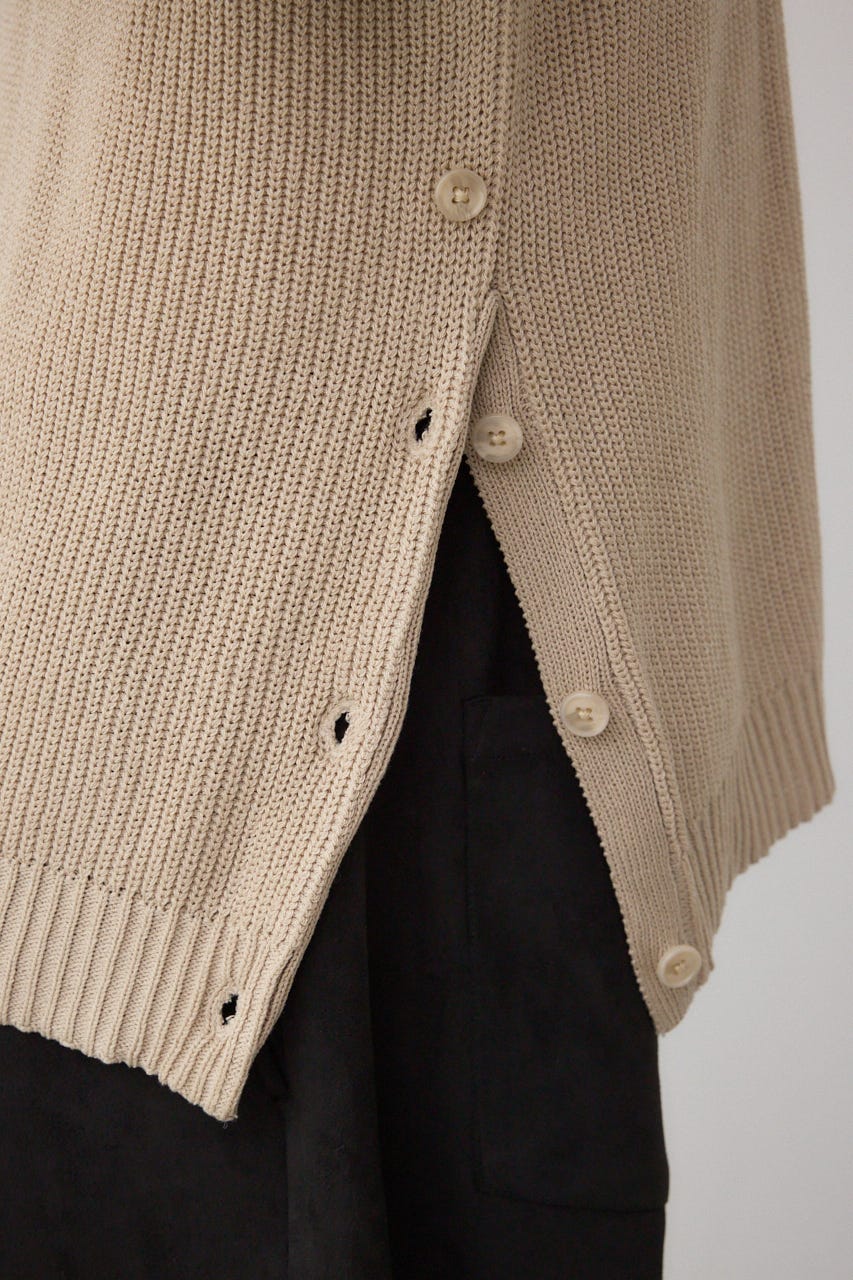 ショルダーボタンニットトップス BEG S