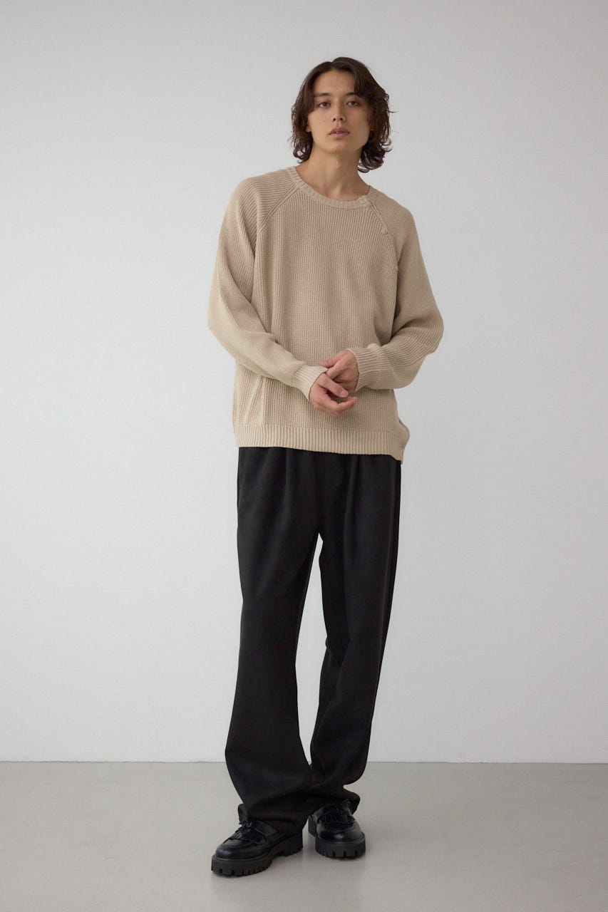 ショルダーボタンニットトップス BEG S