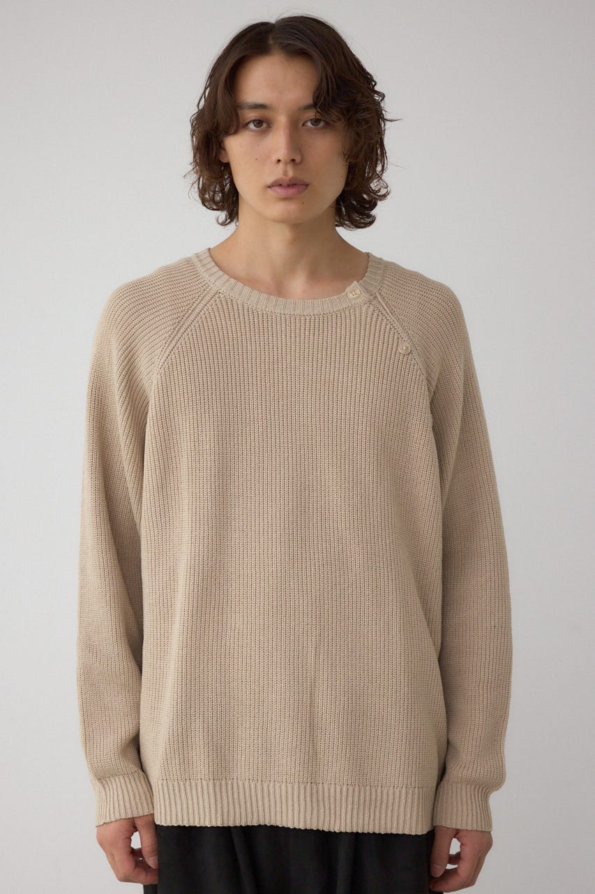 ショルダーボタンニットトップス BEG S