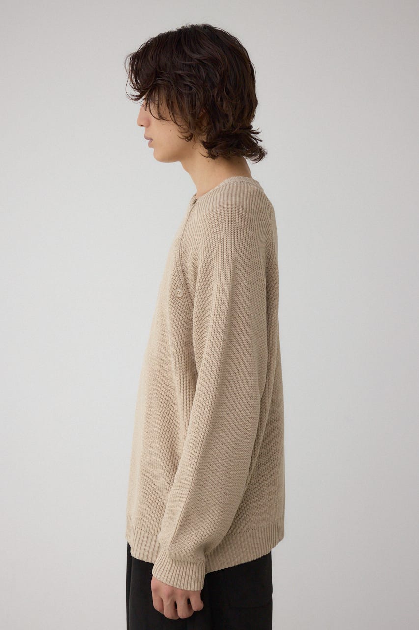 ショルダーボタンニットトップス BEG S