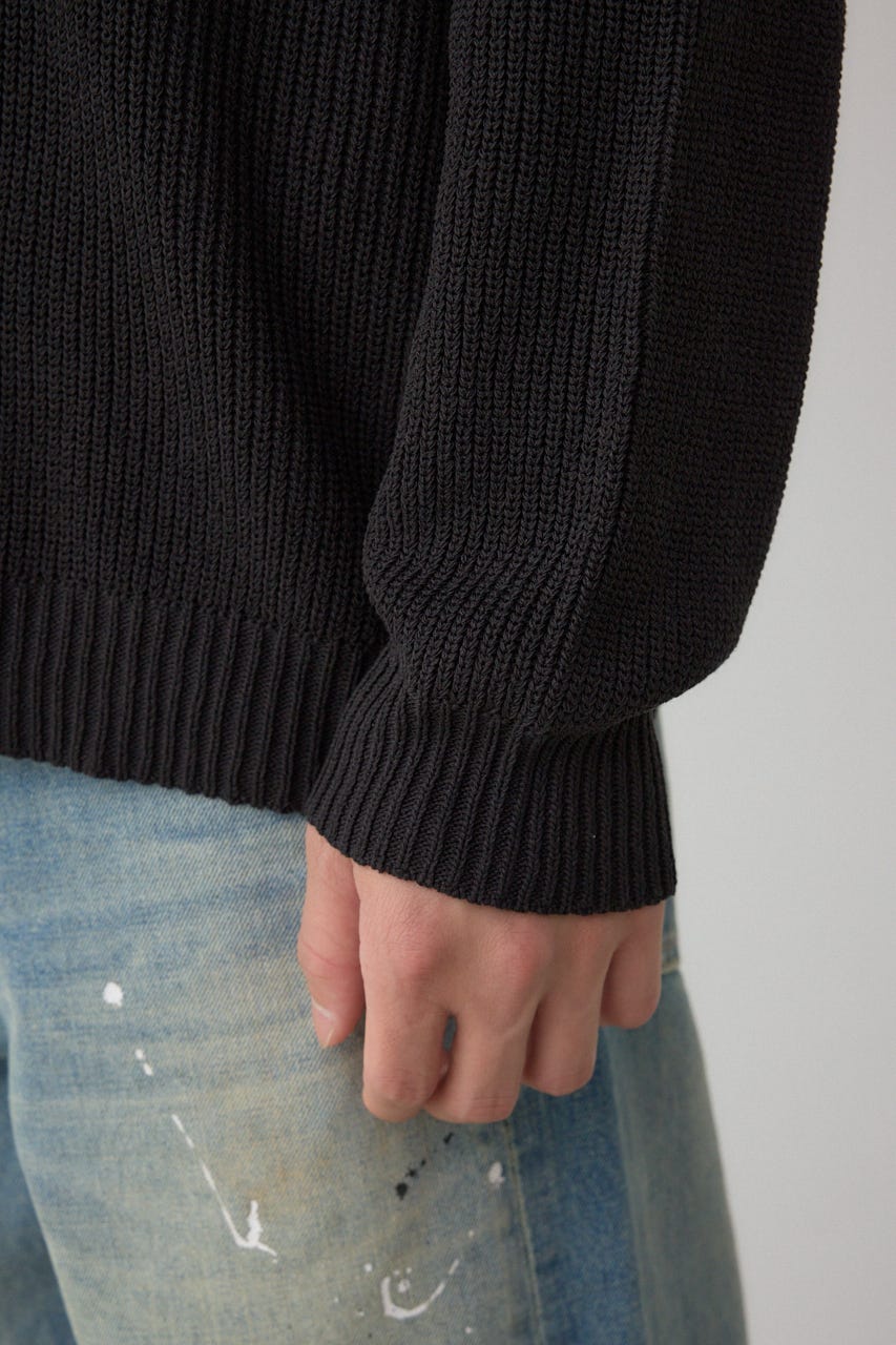 ショルダーボタンニットトップス BLK S