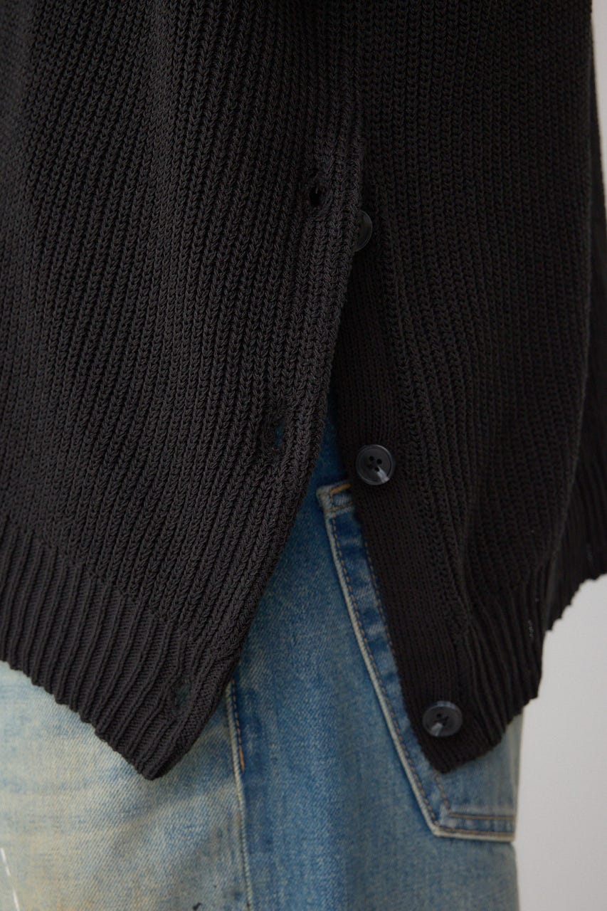 ショルダーボタンニットトップス BLK S