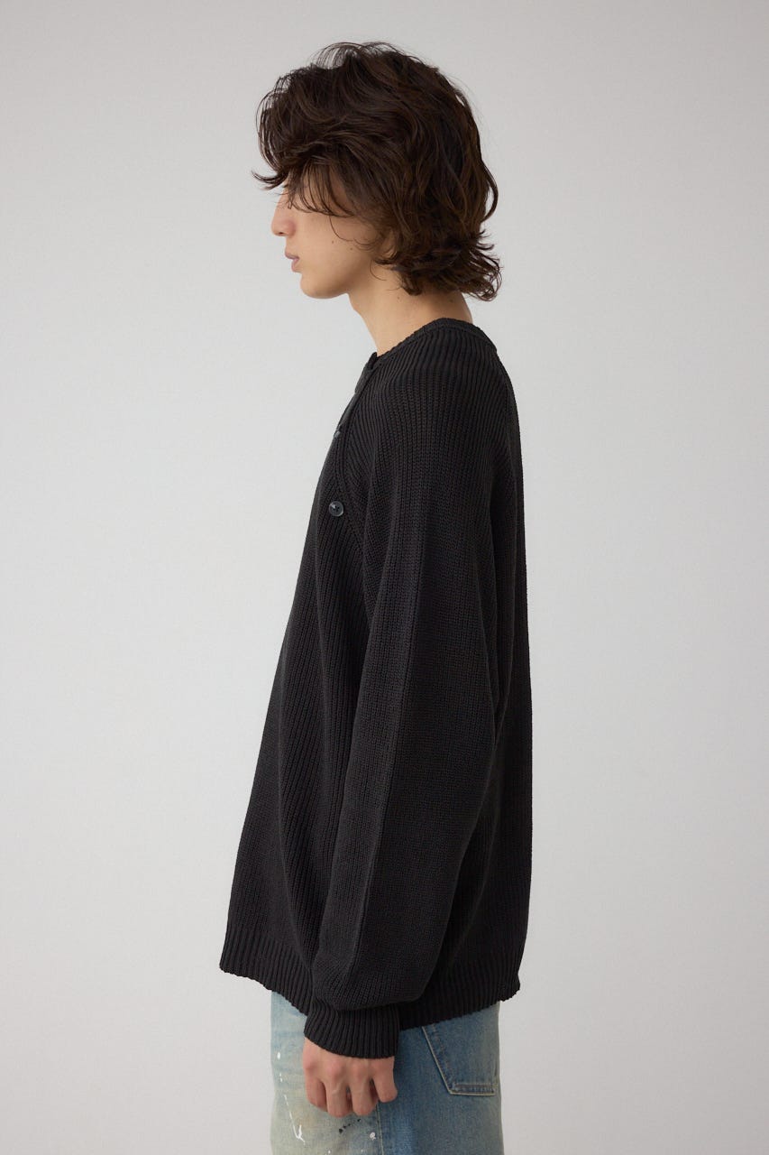 ショルダーボタンニットトップス BLK S