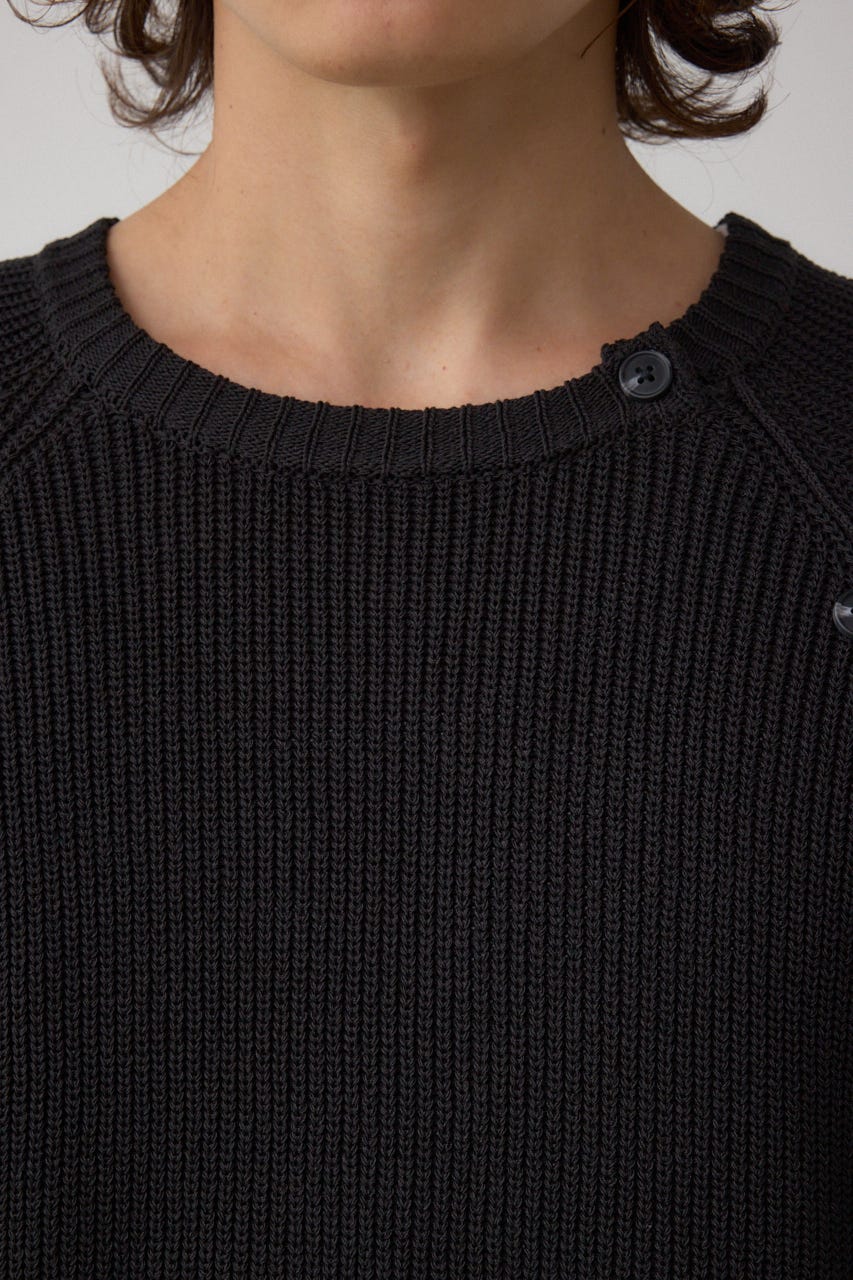 ショルダーボタンニットトップス BLK S