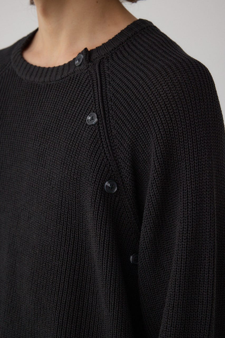ショルダーボタンニットトップス BLK S