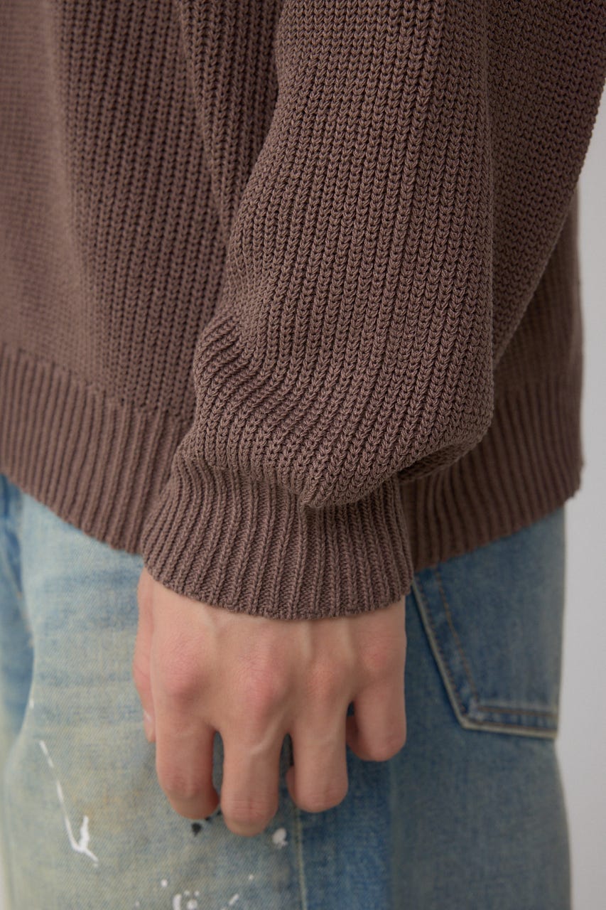 ショルダーボタンニットトップス BRN S