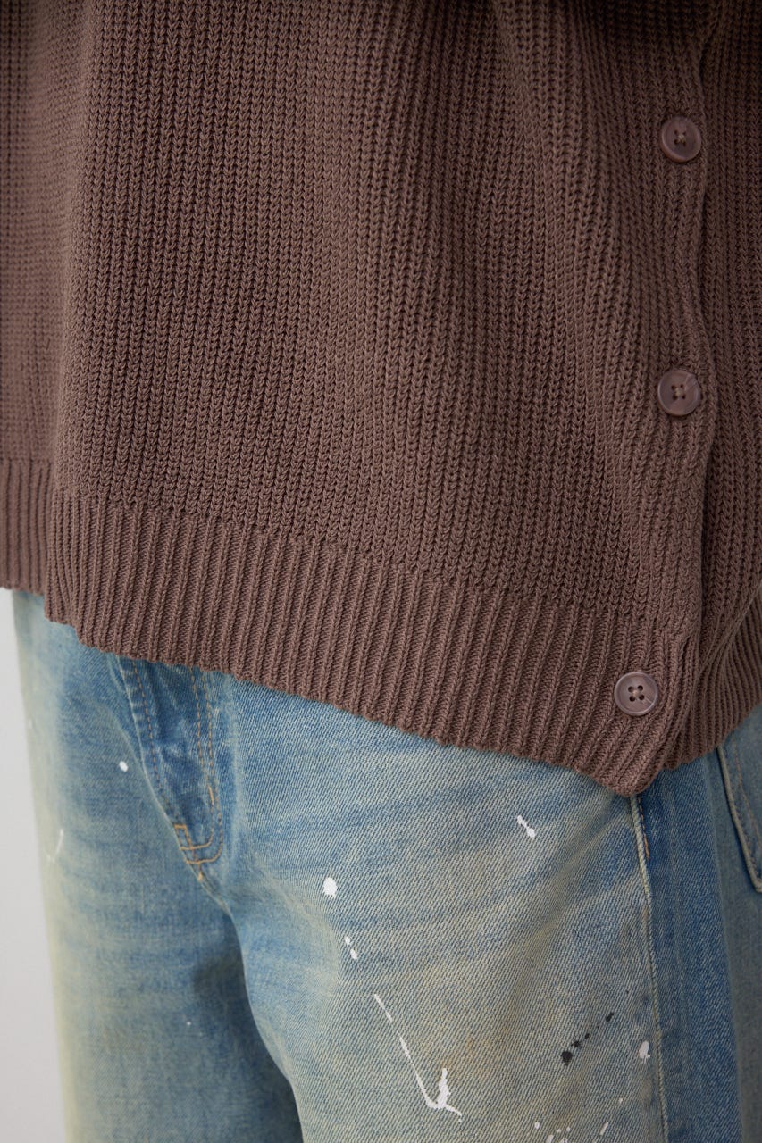 ショルダーボタンニットトップス BRN S