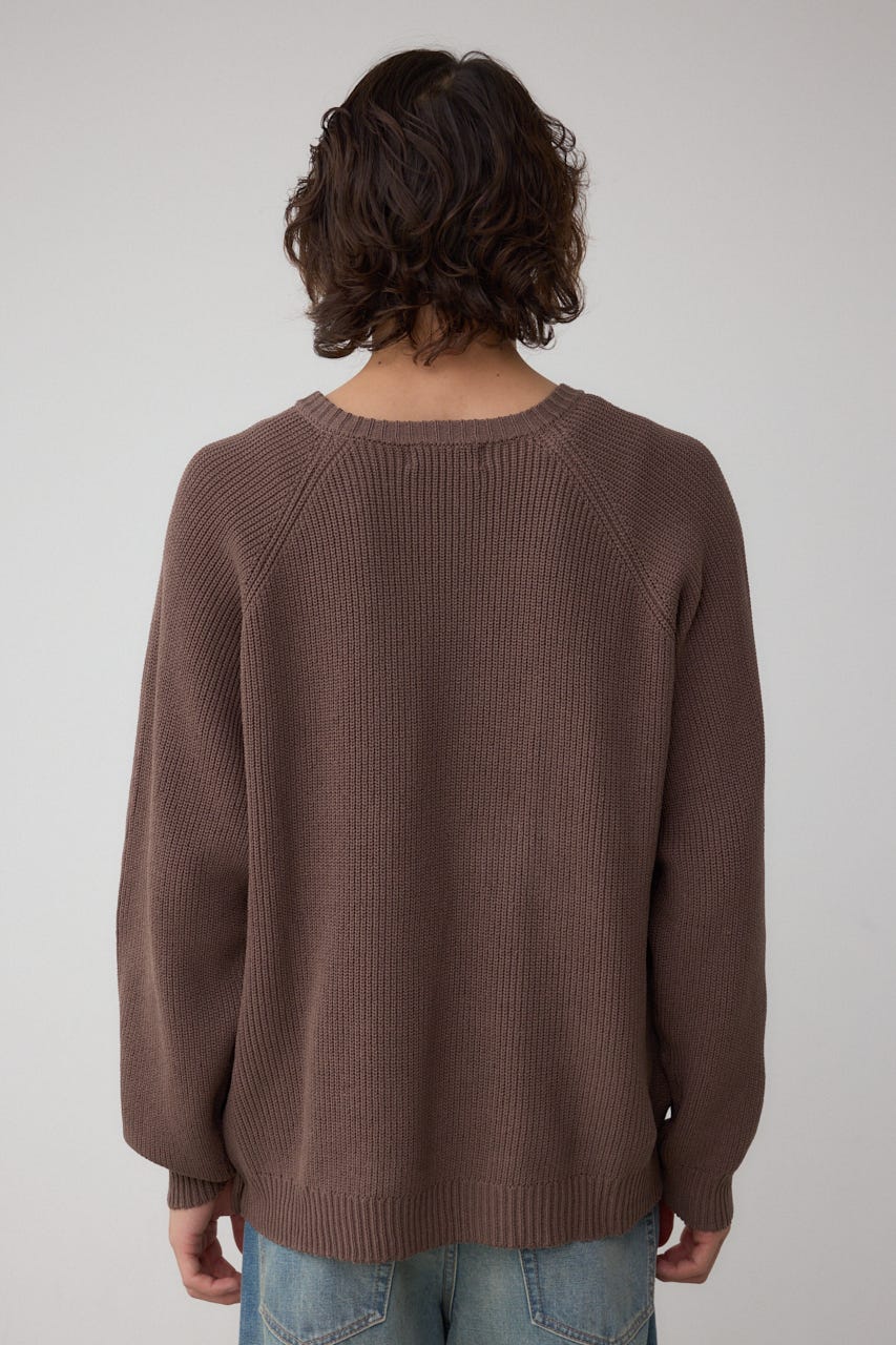 ショルダーボタンニットトップス BRN S