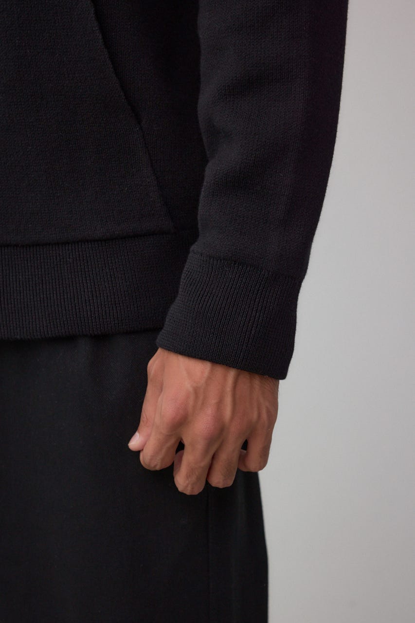 ニットジップアップパーカー BLK M
