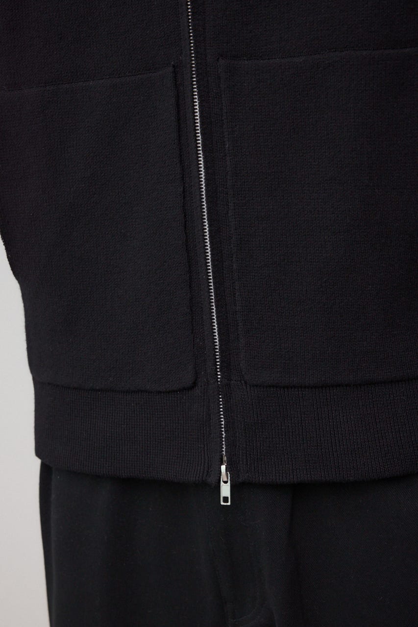 ニットジップアップパーカー BLK M
