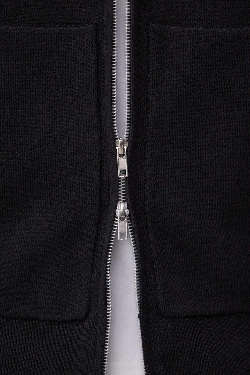 ニットジップアップパーカー BLK M