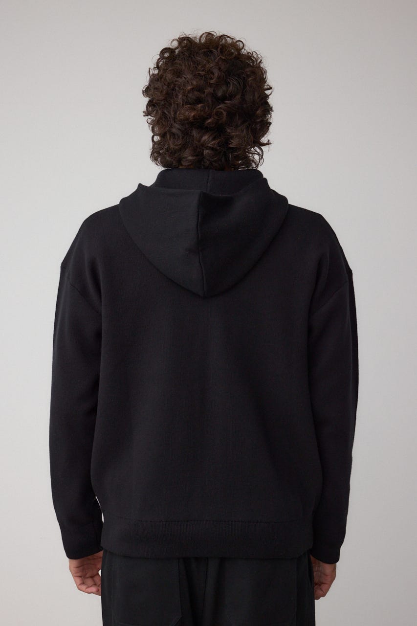 ニットジップアップパーカー BLK M