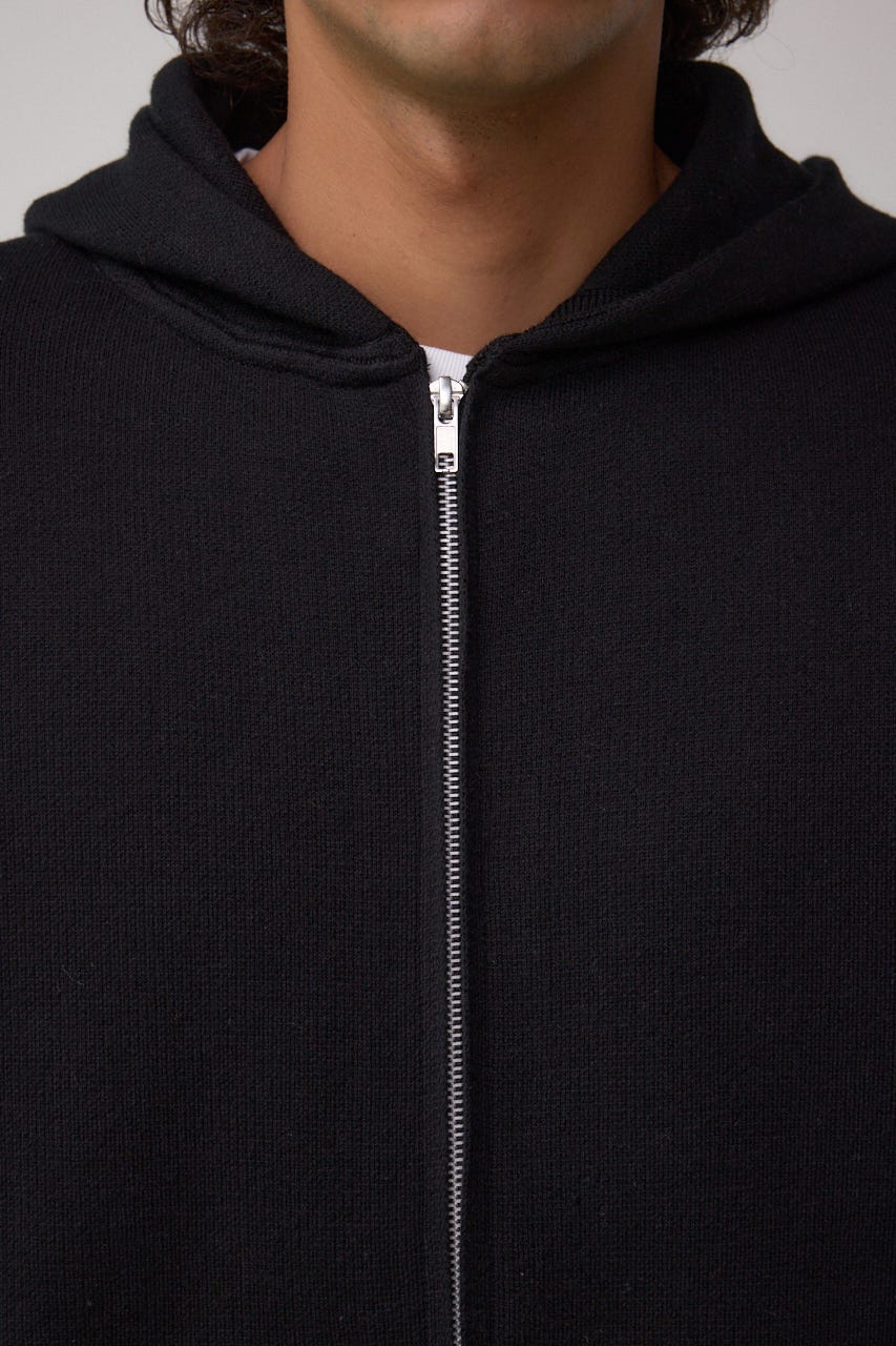 ニットジップアップパーカー BLK M