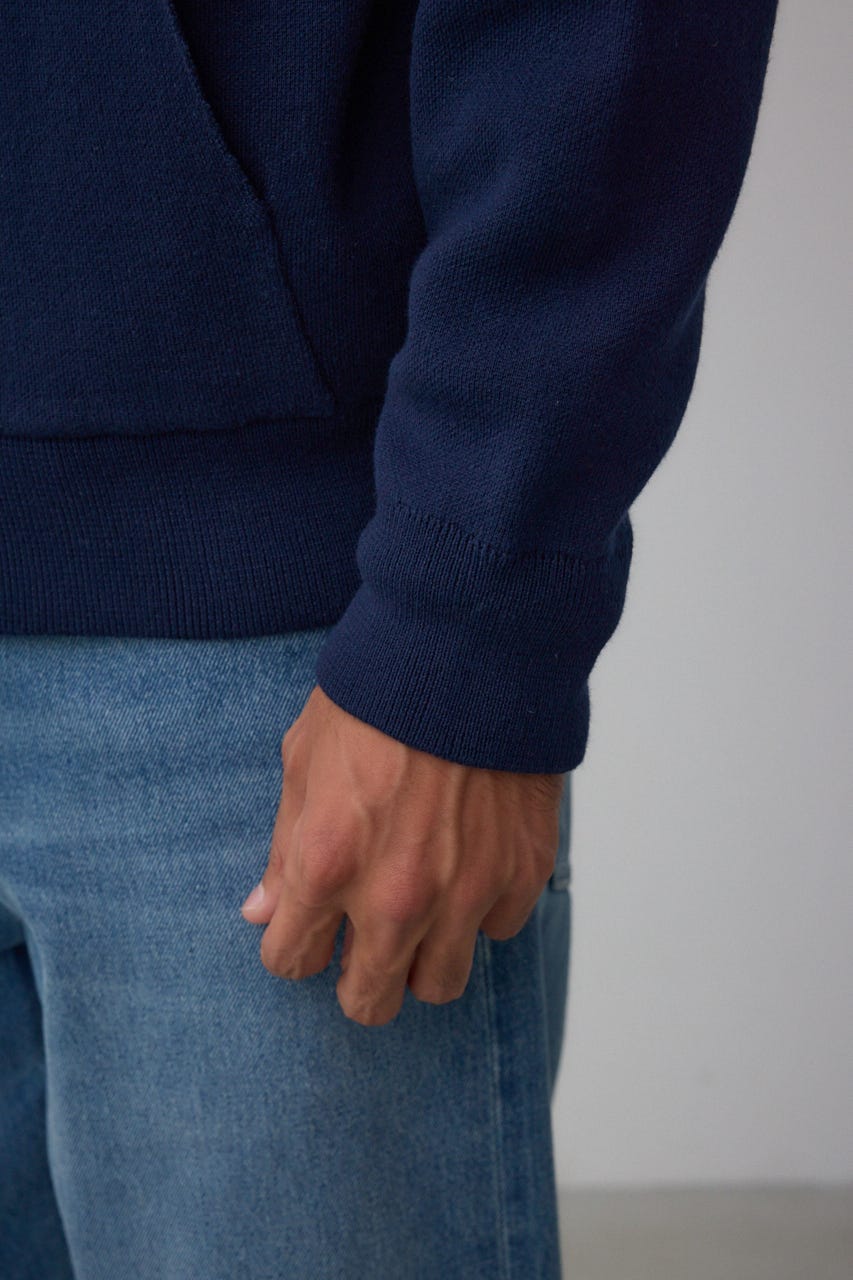 ニットジップアップパーカー D/NVY L