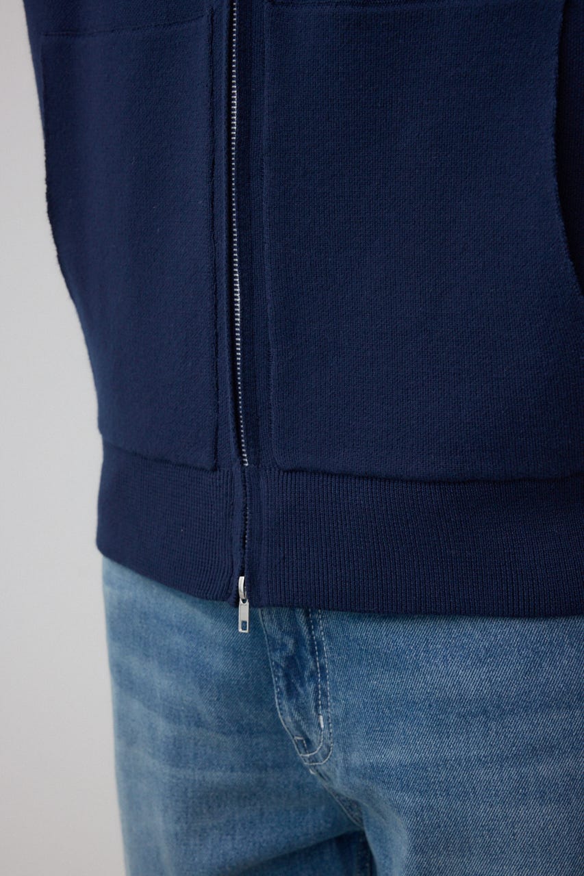 ニットジップアップパーカー D/NVY L