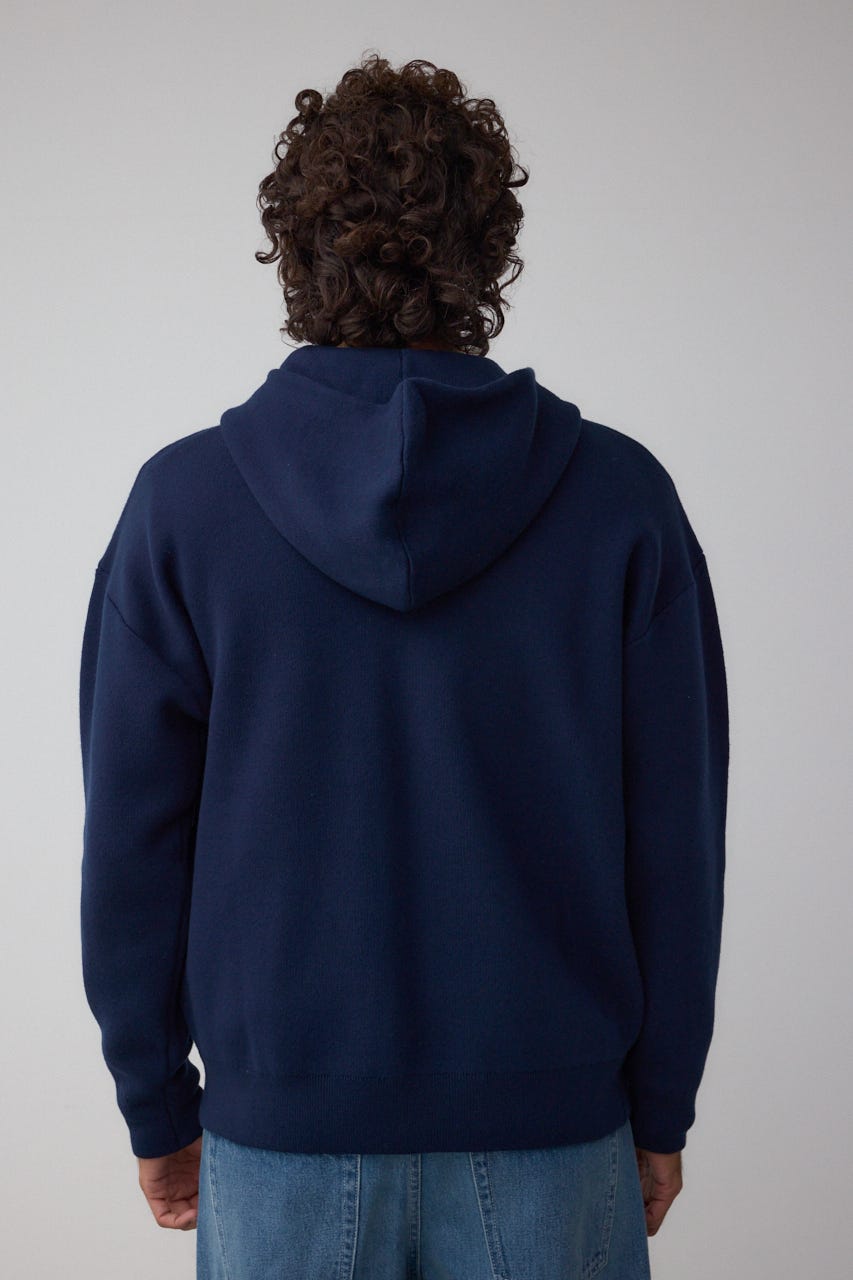 ニットジップアップパーカー D/NVY L