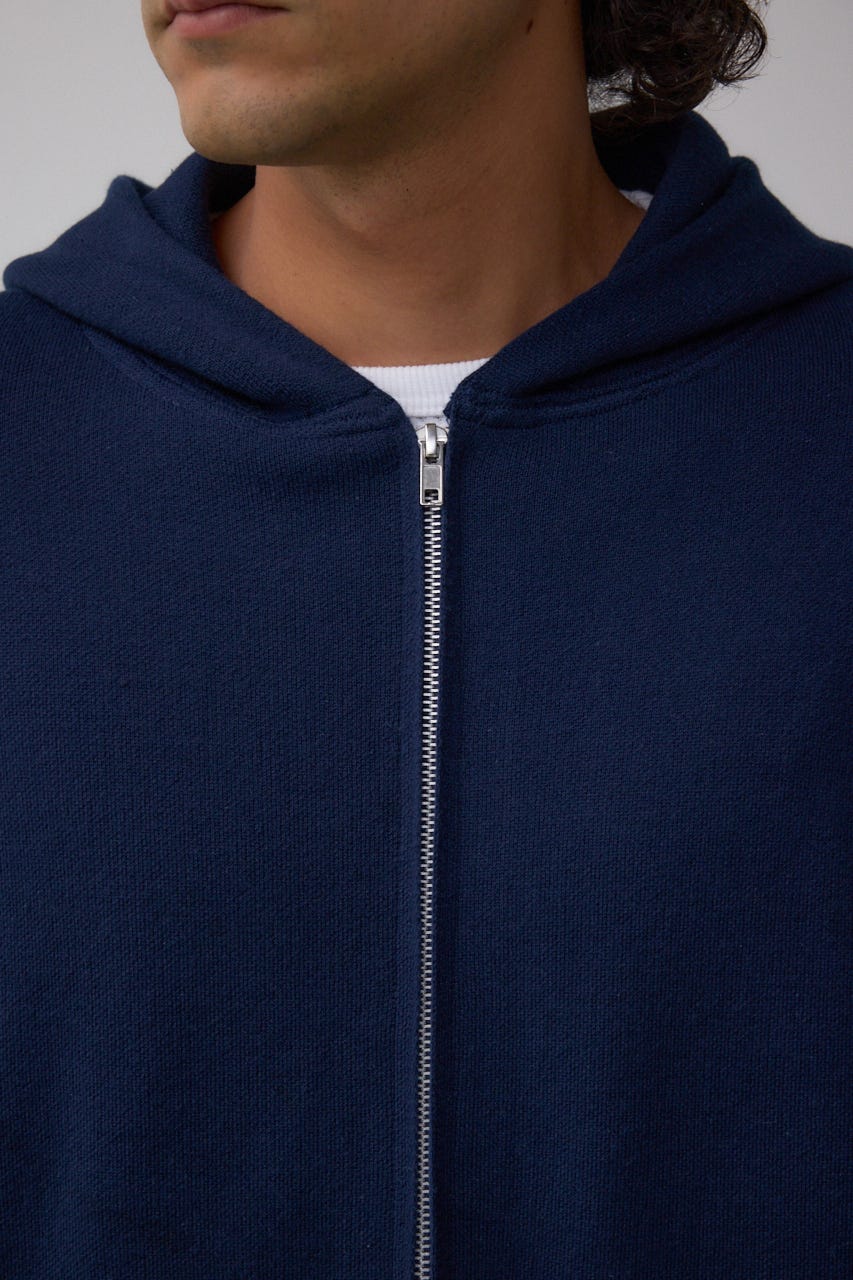 ニットジップアップパーカー D/NVY L