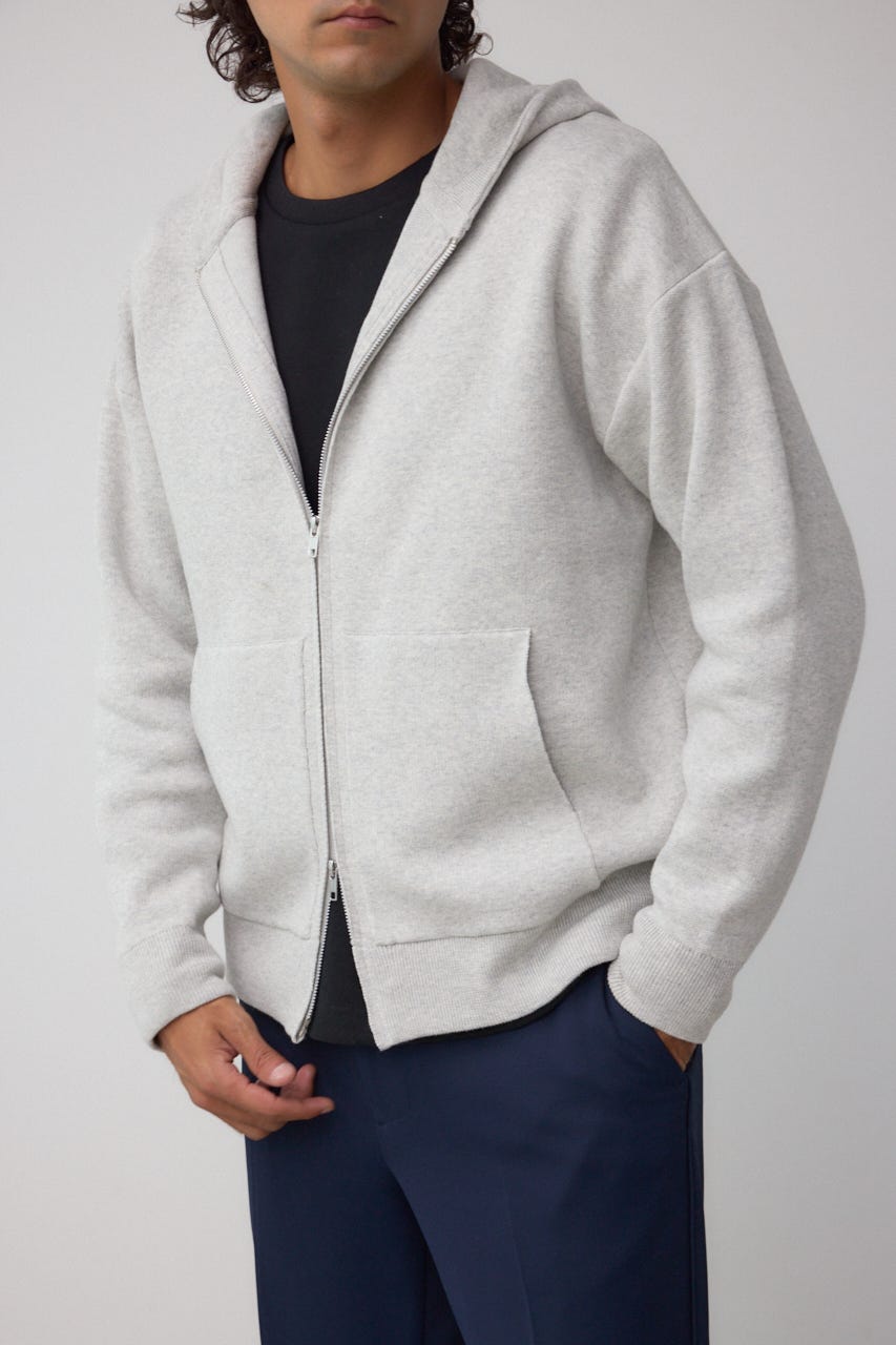 ニットジップアップパーカー GRY M