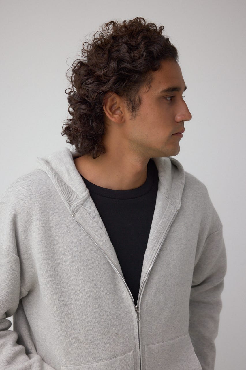 ニットジップアップパーカー GRY M