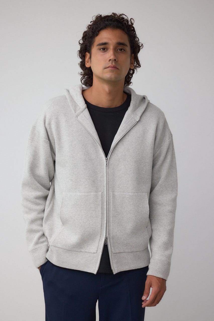 ニットジップアップパーカー GRY M
