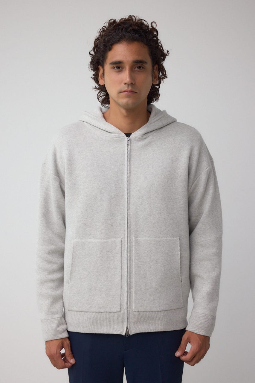 ニットジップアップパーカー GRY M