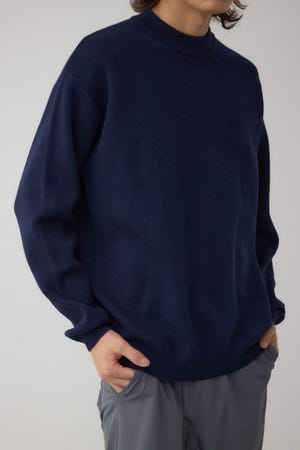 スムースニットモックネックトップス