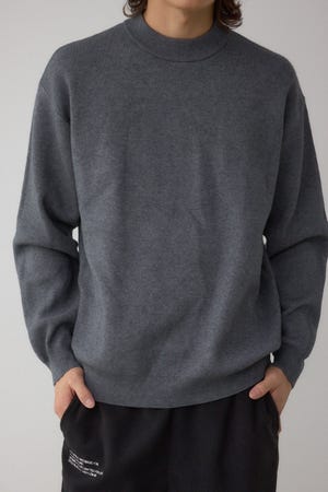 スムースニットモックネックトップス