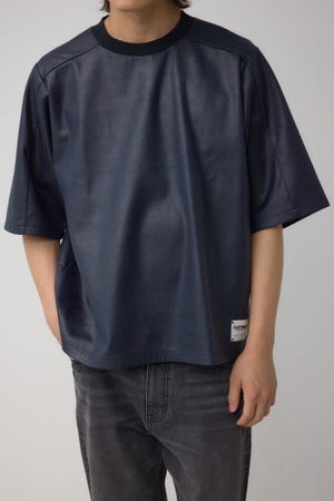 レザーライク半袖Tシャツ