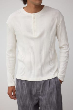 ランダムリブヘンリーネックTシャツ