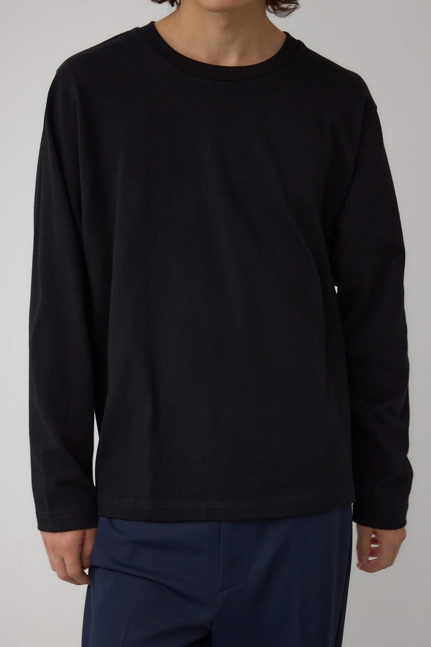 引き揃え天竺長袖トップス BLK S