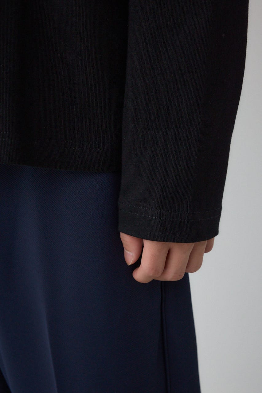 引き揃え天竺長袖トップス BLK S