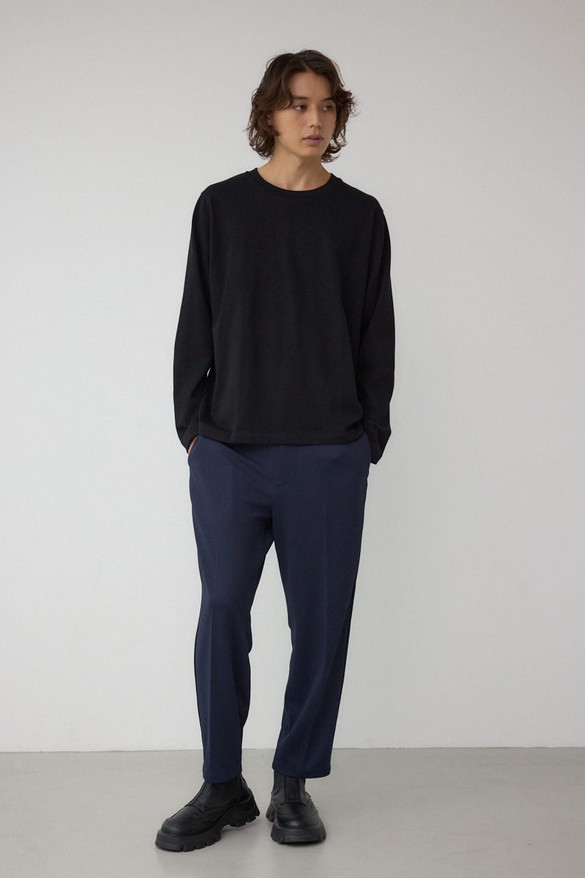 引き揃え天竺長袖トップス BLK S