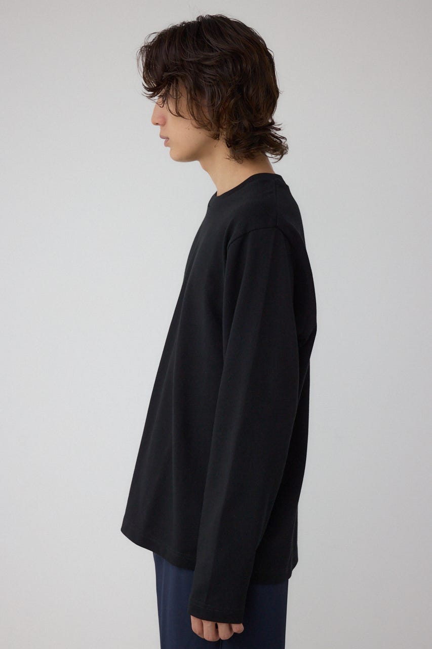 引き揃え天竺長袖トップス BLK S