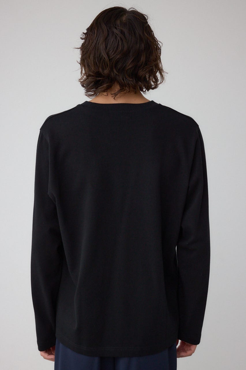 引き揃え天竺長袖トップス BLK S