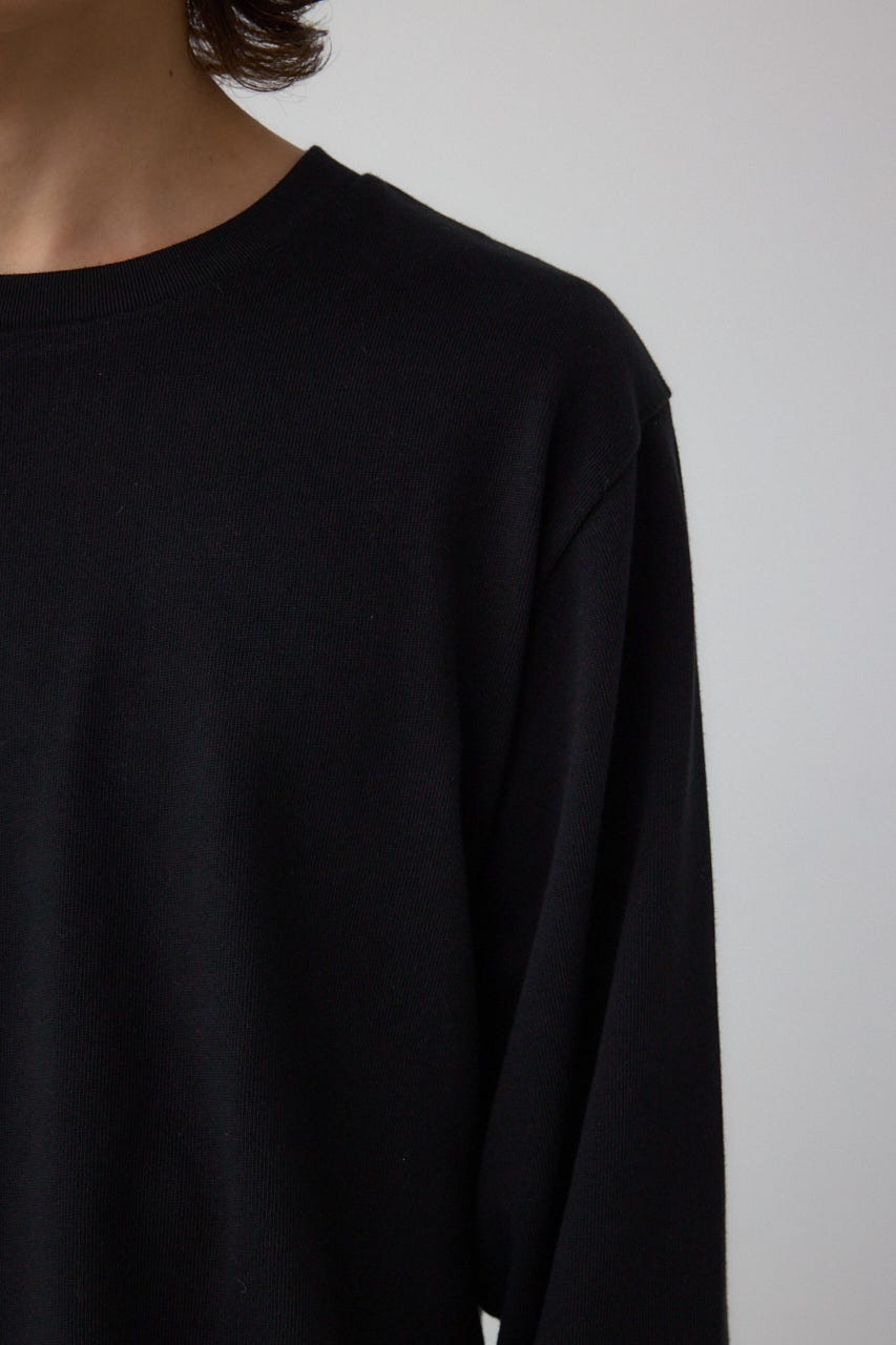 引き揃え天竺長袖トップス BLK S