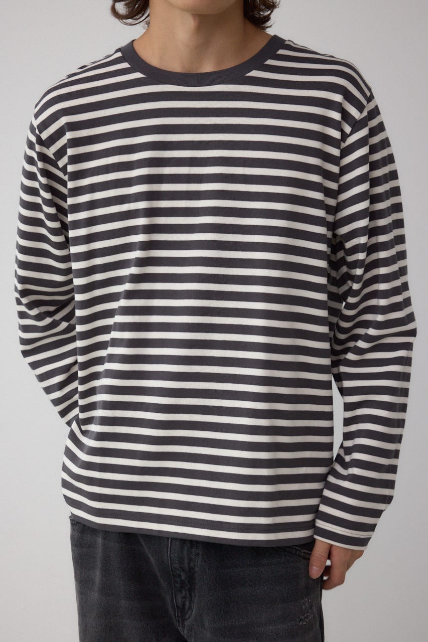 引き揃え天竺長袖トップス 柄BLK L