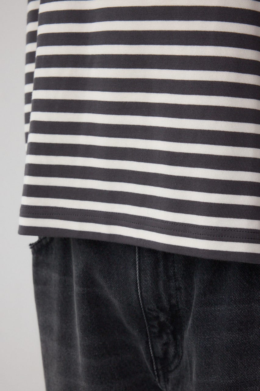 引き揃え天竺長袖トップス 柄BLK L