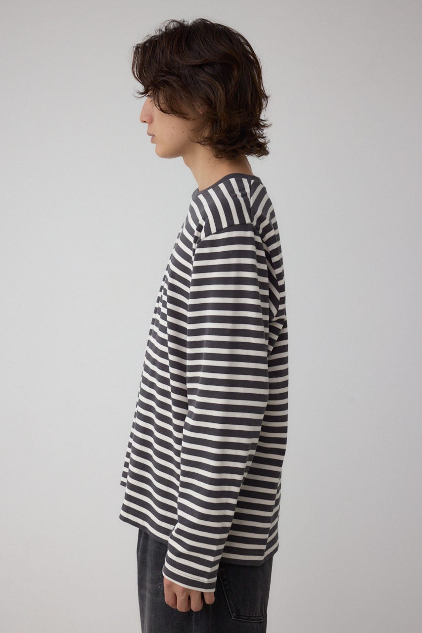 引き揃え天竺長袖トップス 柄BLK L