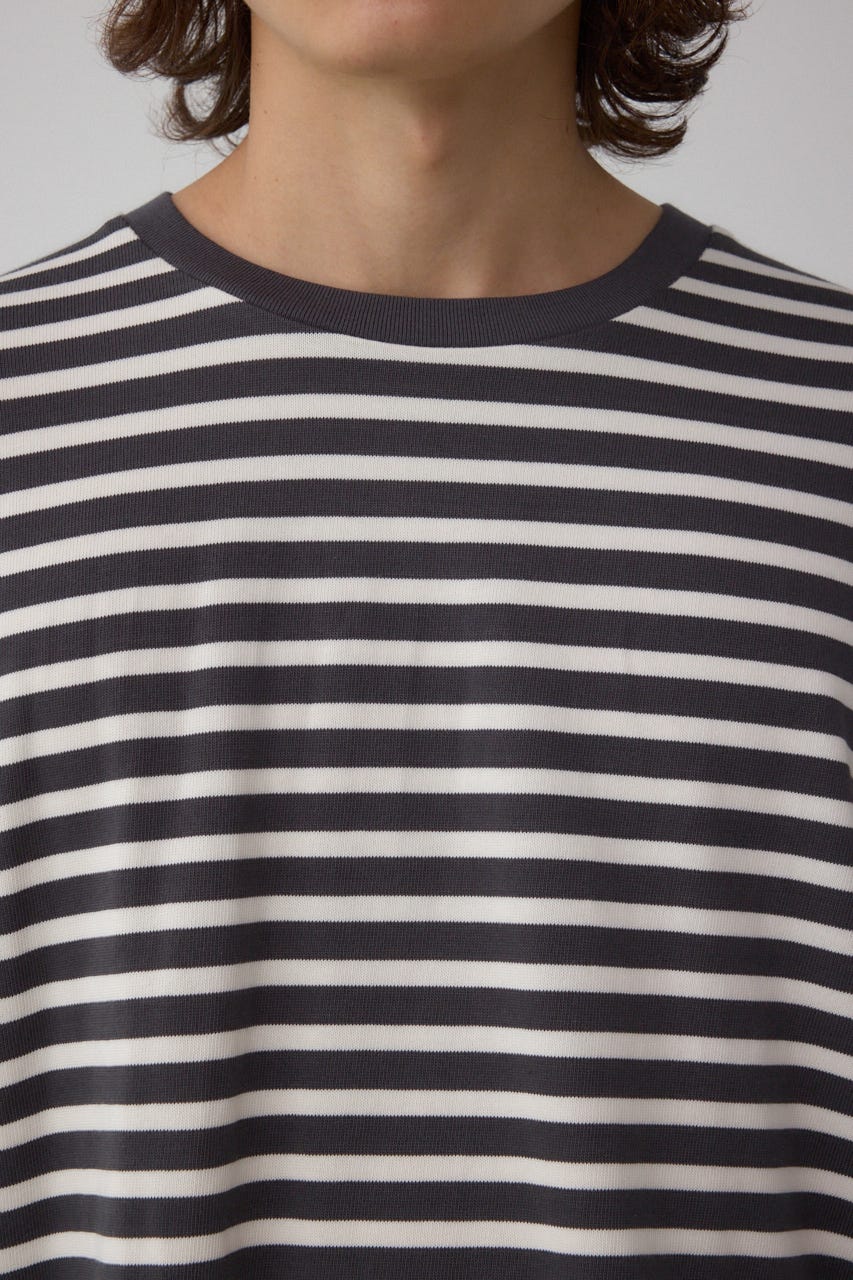 引き揃え天竺長袖トップス 柄BLK L