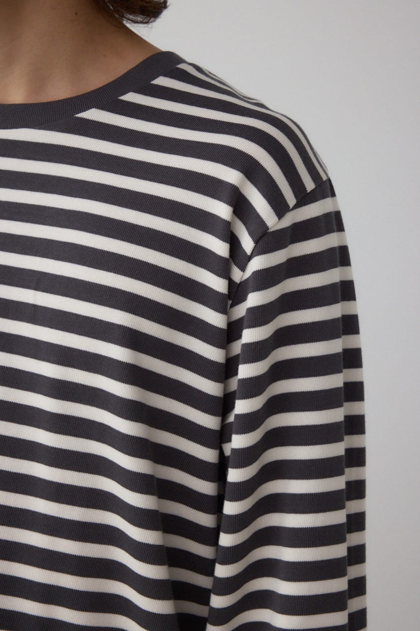 引き揃え天竺長袖トップス 柄BLK L