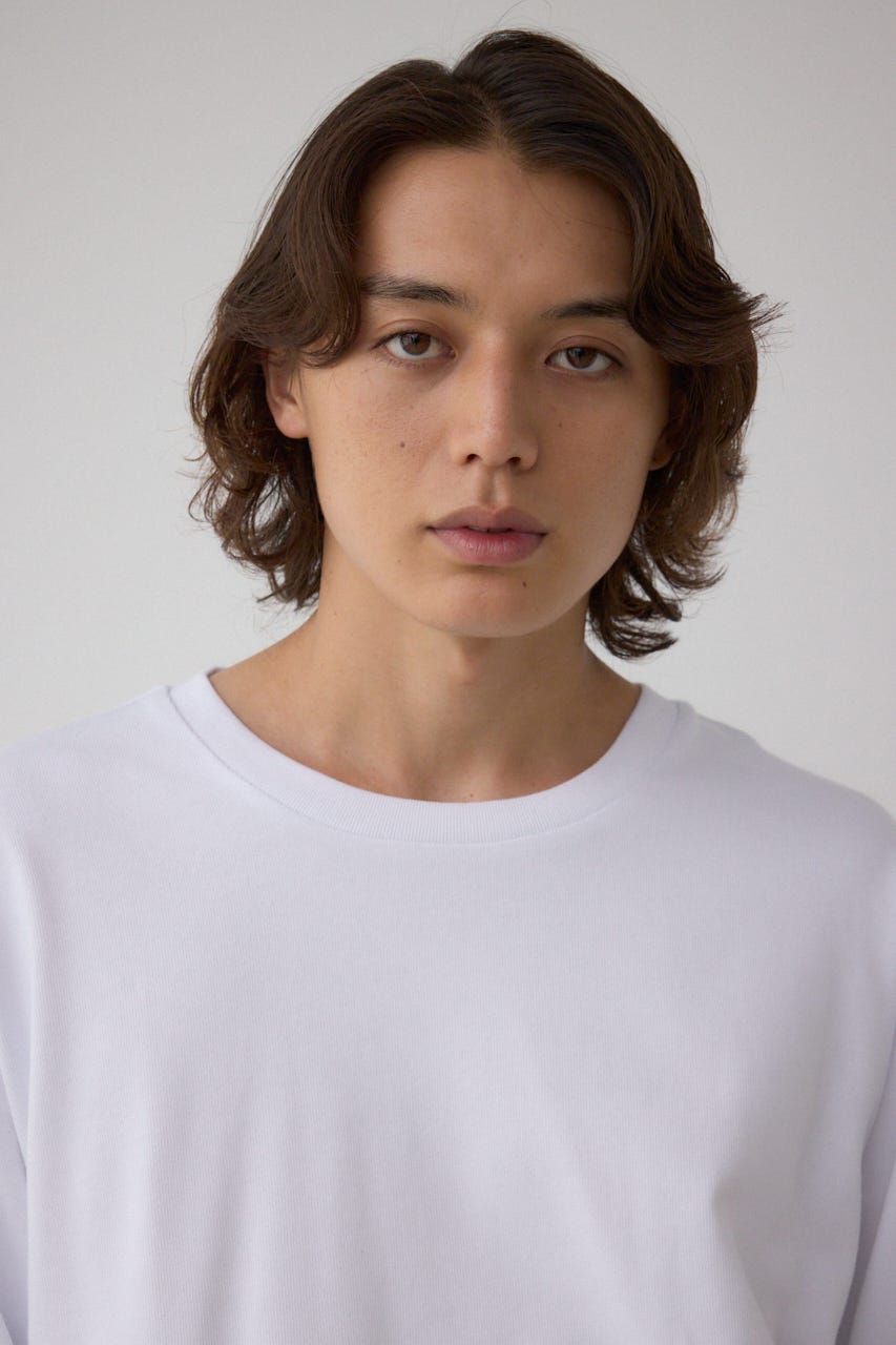 引き揃え天竺長袖トップス WHT S