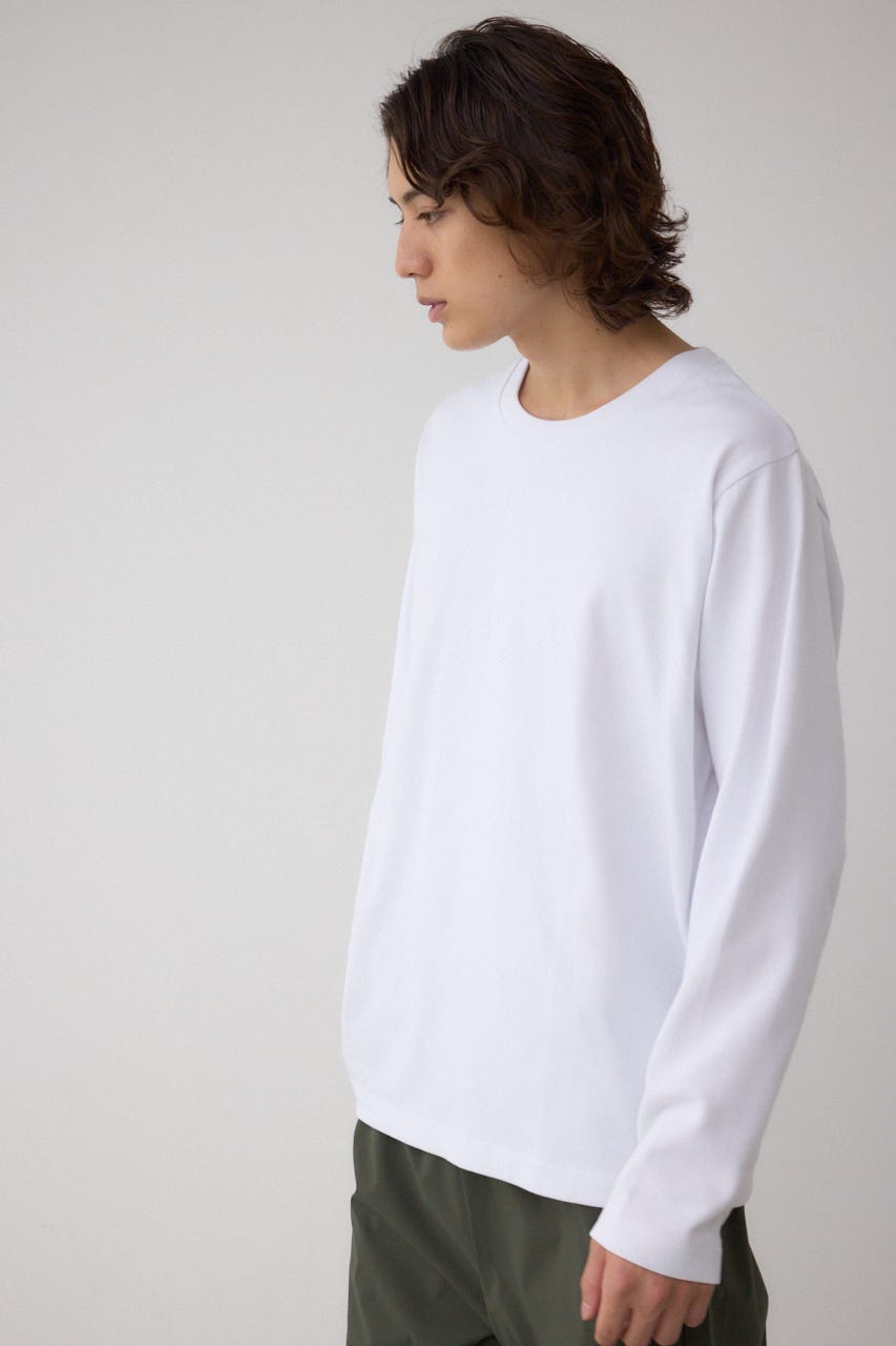 引き揃え天竺長袖トップス WHT S