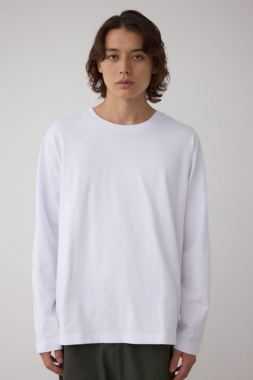 引き揃え天竺長袖トップス WHT S