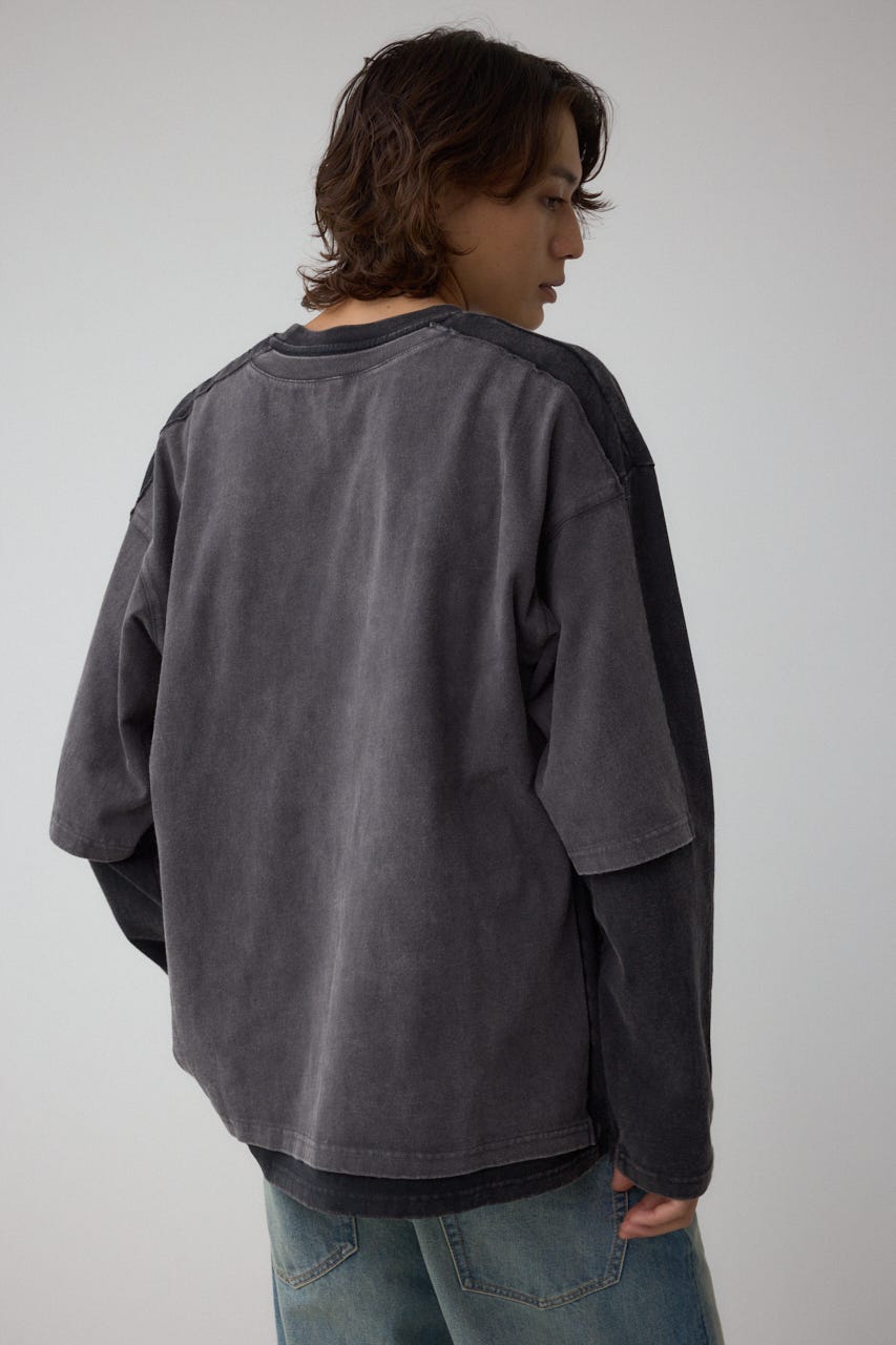 イリュージョンレイヤードTシャツ BLK M