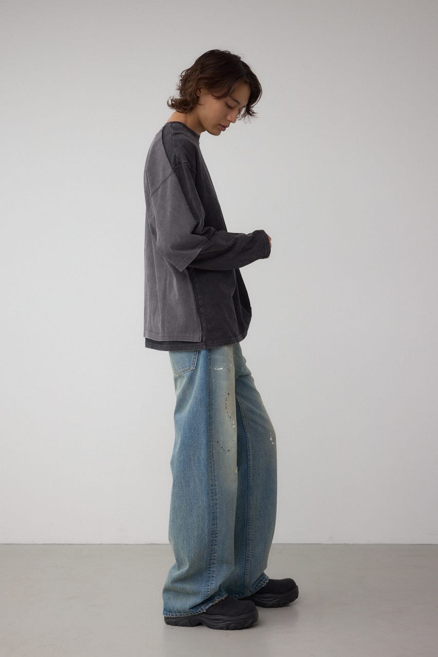 イリュージョンレイヤードTシャツ BLK M